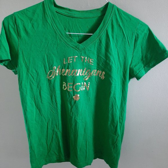 Green Gold Irish St Patty's Day ShortSlv Tee Med - Picture 1 of 6